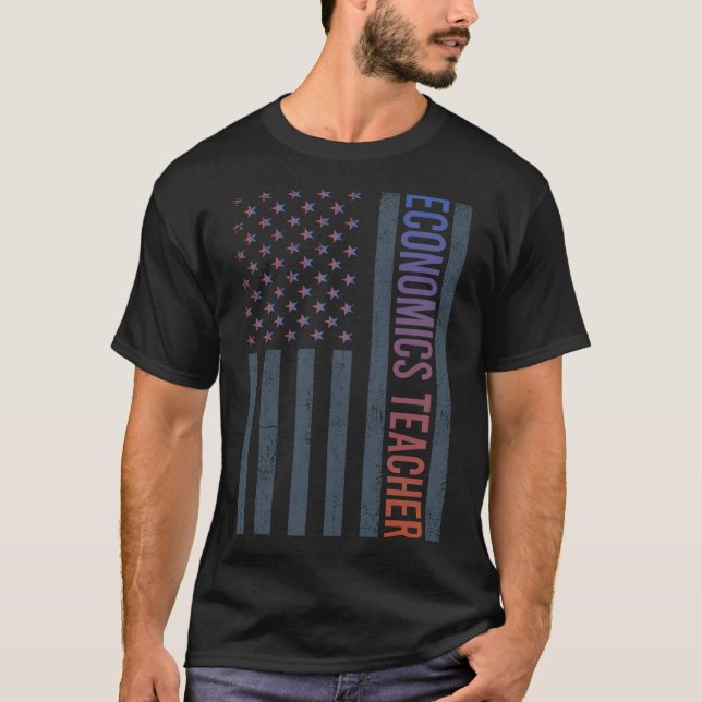 T-shirt Drapeau Américain - Professeur d'économie (Devant)