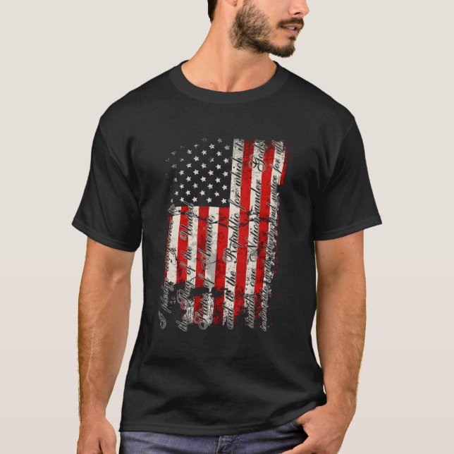 T-shirt Drapeau Américain Promesse D'Allégeance (Devant)