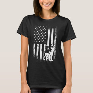 T-shirt Drapeau américain propriétaire sibérien Husky
