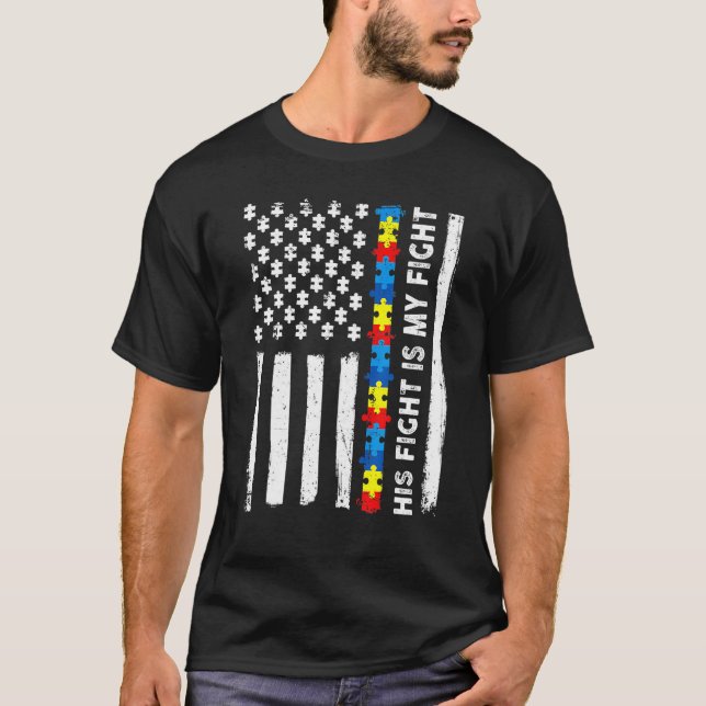 T-shirt Drapeau Américain Puzzle de Sensibilisation à l'Au (Devant)