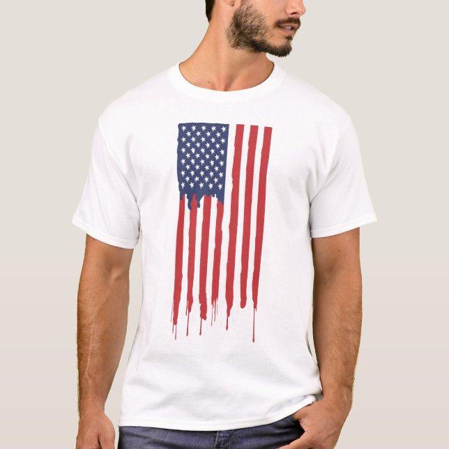 T-shirt Drapeau américain qui dégouline (Devant)