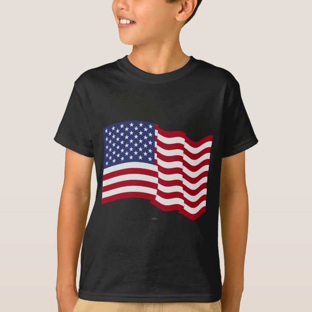 T-shirt Drapeau Américain qui Flotte (Devant)