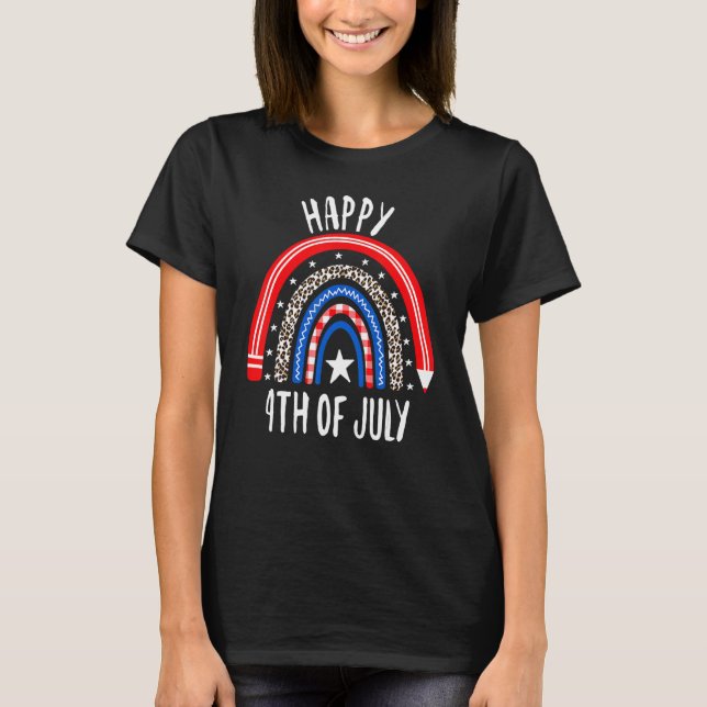 T-shirt Drapeau américain Rainbow Happy 4 juillet États-Un (Devant)