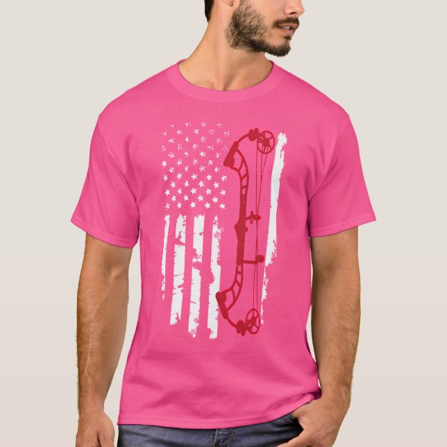 T-shirt Drapeau Américain Red Archery Comound Bow 4 Jul (Devant)