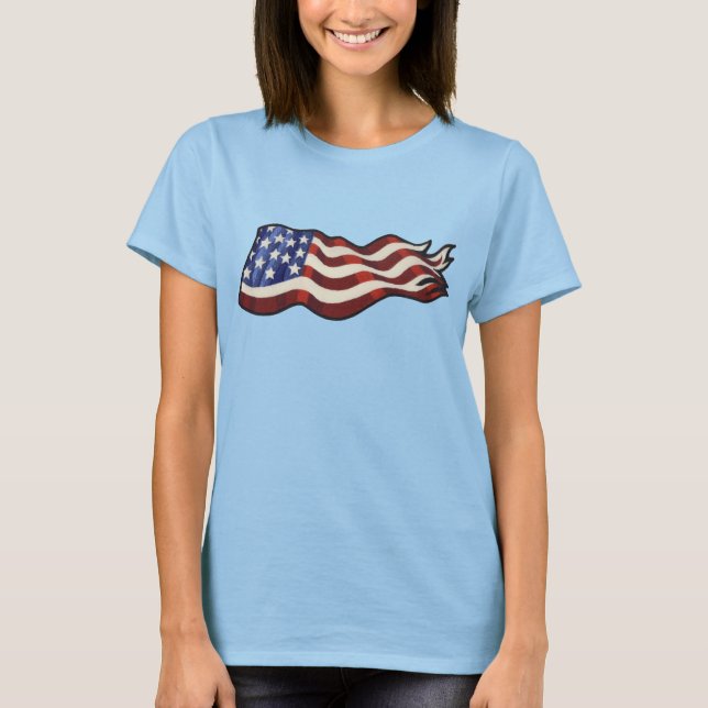 T-shirt Drapeau américain (Red Ringer) (Devant)