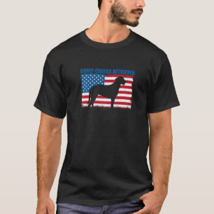 T-shirt Drapeau américain Retriever à poils bouclés Premiu