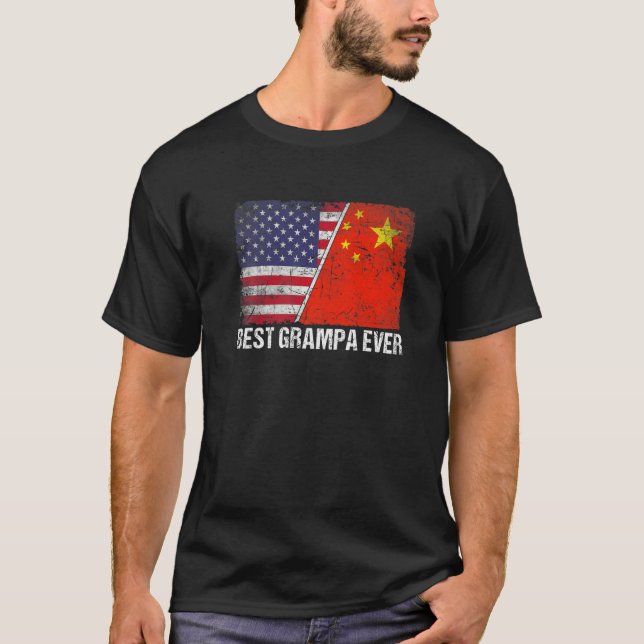 T-shirt Drapeau américain rétro Chine Drapeau Meilleur Gra (Devant)