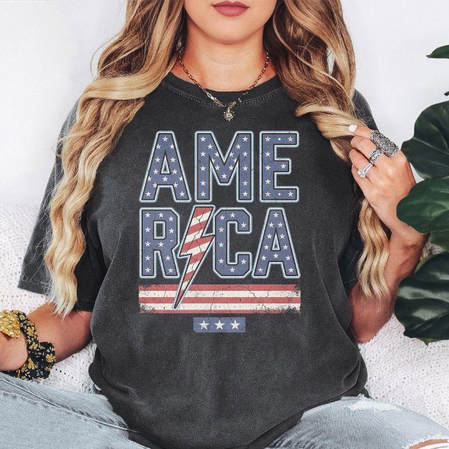 T-shirt Drapeau américain rétro éclair (Créateur téléchargé)