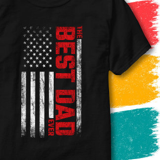 T-shirt Drapeau Américain Rétro Fête des Pères Meilleur Pa