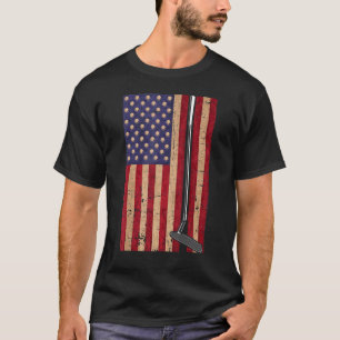 T-shirt Drapeau Américain Rétro Golf 4 juillet Patriotique