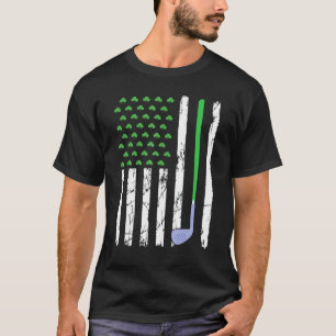 T-shirt Drapeau Américain Rétro Golf Sport St Patrick S Da