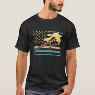 T-shirt drapeau américain rétro guitare électrique