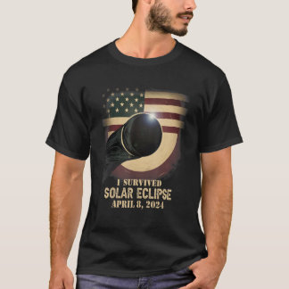 T-shirt Drapeau américain rétro I Survived Total Solar Ecl