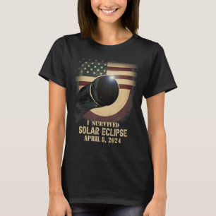T-shirt Drapeau américain rétro I Survived Total Solar Ecl