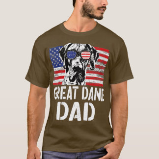 T-shirt Drapeau américain rétro mâle grand Danois papa chi