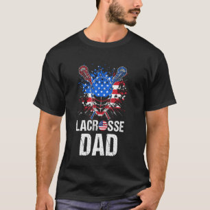 T-shirt Drapeau américain rétro patriotique Lacrosse Papa