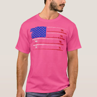 T-shirt Drapeau Américain Rod de pêche amusant