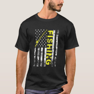 T-shirt Drapeau Américain Rod De Pêche Usa Patriotique 4 J