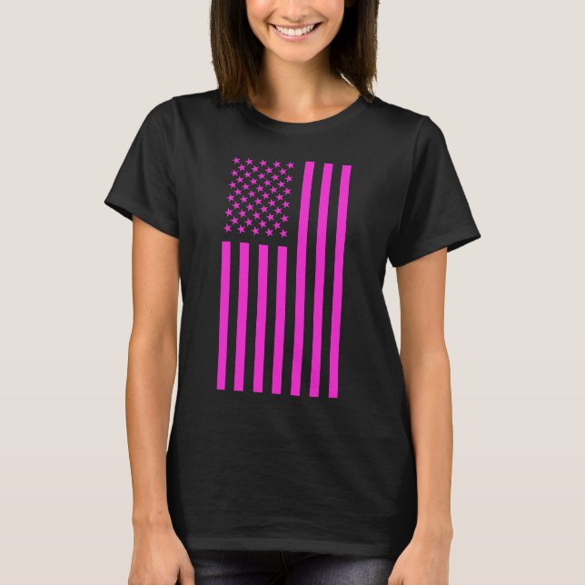 T-shirt Drapeau Américain Rose  (Devant)