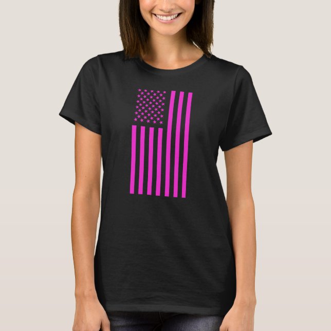 T-shirt Drapeau Américain Rose  (Devant)
