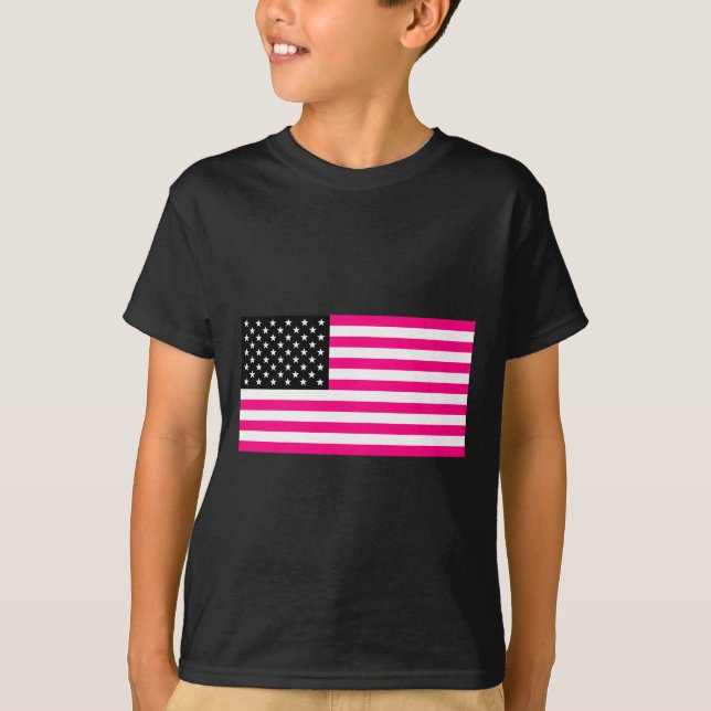 T-shirt drapeau américain rose (Devant)