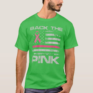 T-shirt Drapeau Américain Rose Soutien Awareness dos Femme