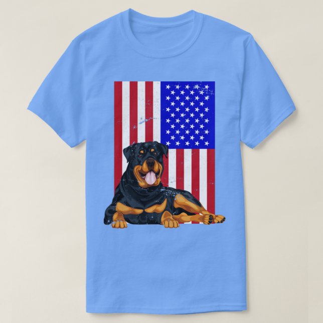 T-shirt Drapeau américain Rottweiler (Design devant)