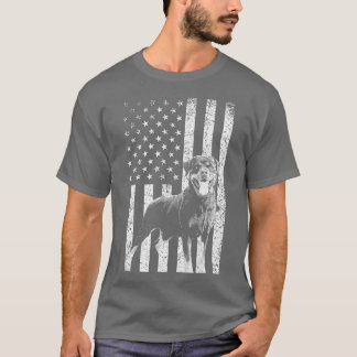 T-shirt Drapeau Américain Rottweiler Amoureux des Chiens D