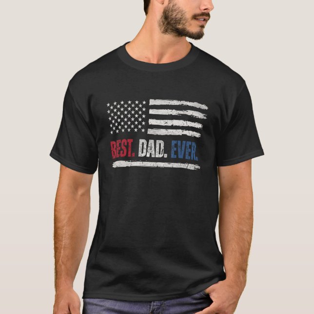 T-shirt Drapeau américain rouge blanc bleu Fa (Devant)