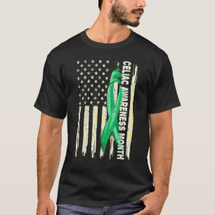 T-shirt Drapeau Américain Ruban Celiac Pour La Sensibilisa