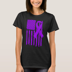 T-shirt Drapeau Américain Ruban Violet Syndrome de Rett Se