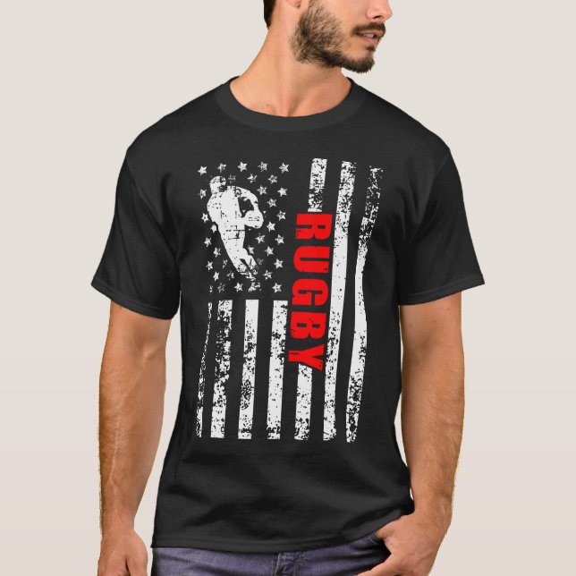 T-shirt Drapeau américain Rugby Patriotique (Devant)