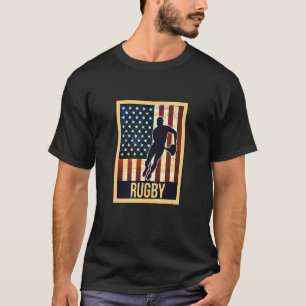 T-shirt Drapeau Américain Rugby Vintage Et Rétro Rugby