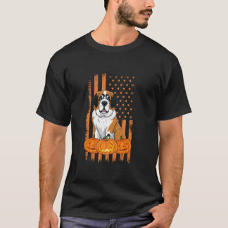 T-shirt Drapeau américain Saint Bernard Dog Hallowee patri