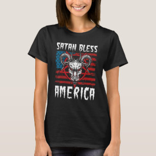 T-shirt Drapeau américain Satan Bless America 4 juillet