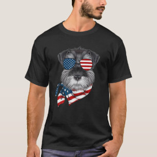 T-shirt Drapeau américain Schnauzer Patriotic 4 juillet Am