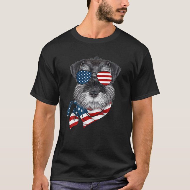 T-shirt Drapeau américain Schnauzer Patriotic 4 juillet Am (Devant)