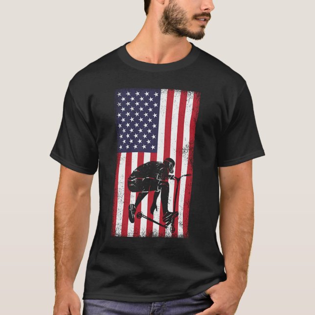 T-shirt Drapeau américain Scooter (Devant)