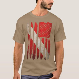 T-shirt Drapeau américain Scuba Dive Distressed Fête des p
