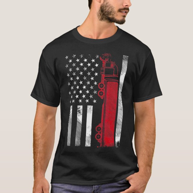 T-shirt Drapeau américain Semi Truck Driver 18 Wheeler (Devant)
