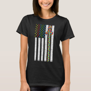 T-shirt Drapeau américain Sensibilisation sur l'autisme en