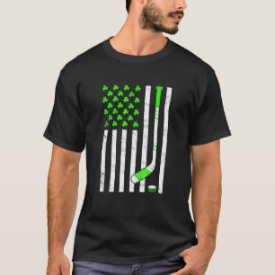 T-shirt Drapeau américain Shamrock de hockey irlandais St 