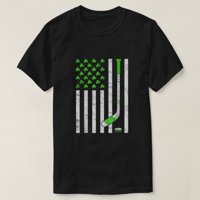 T-shirt Drapeau américain Shamrock de hockey irlandais St  (Design devant)