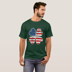 T-shirt Drapeau américain Shamrock irlandais Flag St Patri