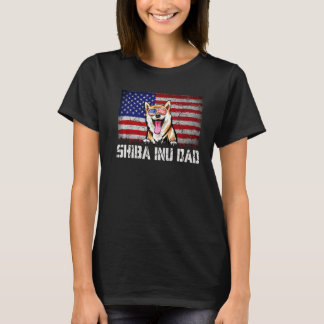 T-shirt Drapeau Américain Shiba Inu Papa Patriotique Homme