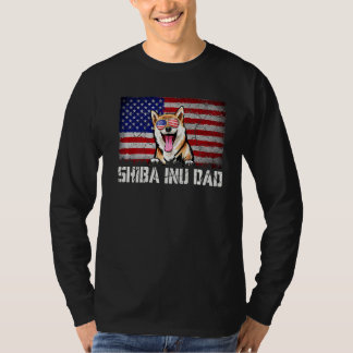 T-shirt Drapeau Américain Shiba Inu Papa Patriotique Homme
