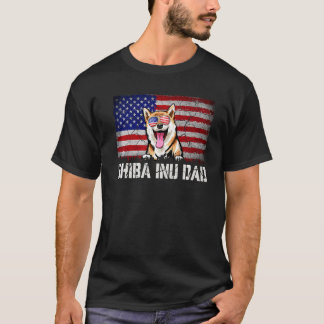 T-shirt Drapeau Américain Shiba Inu Papa Patriotique Homme