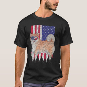 T-shirt Drapeau américain Shiba Inu Patriotic Dog USA Prid
