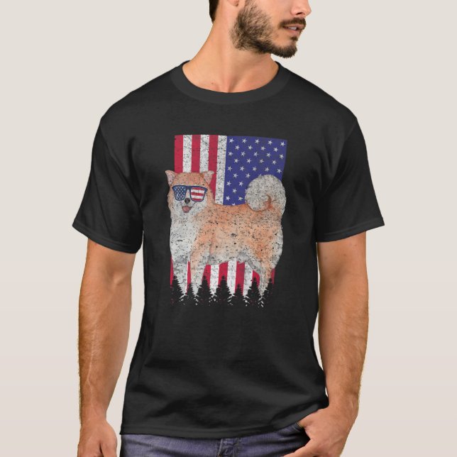T-shirt Drapeau américain Shiba Inu Patriotic Dog USA Prid (Devant)