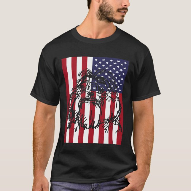 T-shirt Drapeau américain Shih Tzu (Devant)
